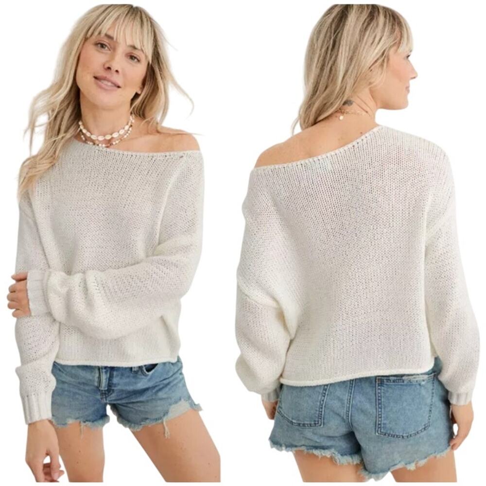 Aerie Off the Shoulder Oversized Crop Sweater